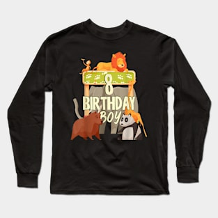 8 Years Old Birthday Boy Zoo Matching Family Long Sleeve T-Shirt